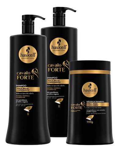 Kit Cavalo Forte Shampoo Condicionador 1l Mascara 900g