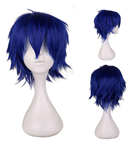 Peluca Corta De Cosplay Peluca Completa De Moda En Azul Azul