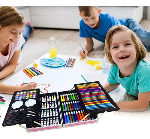 Maletín Escolar Niño 145 Piezas Arte Colores Dibujo Pintar