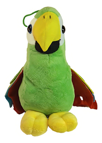 Alas de guacamayo con forma de pájaro de peluche en fieltro, 20 cm, color verde