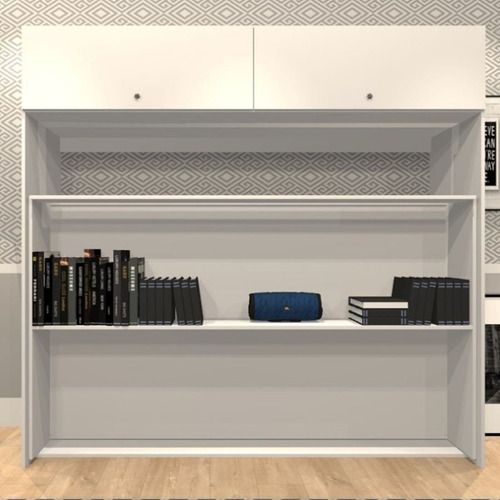 Cama Repisa Rebatible 2 Plazas Con Ropero 2 Puertas Estantes