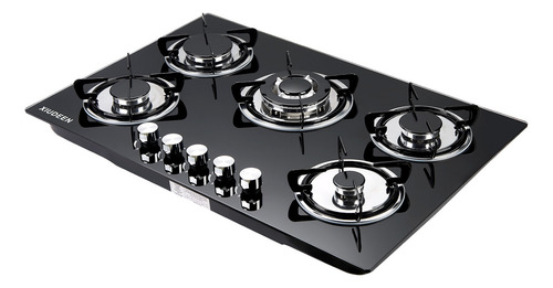 Parrilla de gas empotrables estufas 5 quemadores cristal templado color negro gas lp o gas natural Xiudeen