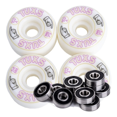 Ruedas Skate Tuxs Pro 54mm 102a + Rulemanes Abec 7 Park Bowl