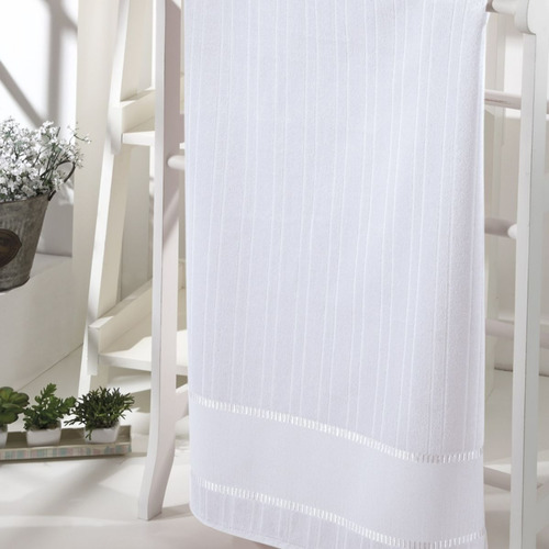 Kit 1 Toalha De Banho E 1 Rosto Para Bordar Bella 70x140 Cor Branco