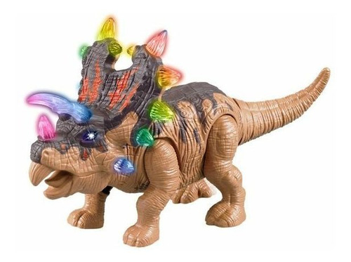 Boneco Dinossauro Triceratops + Luz - Som Anda E Mexe Calda