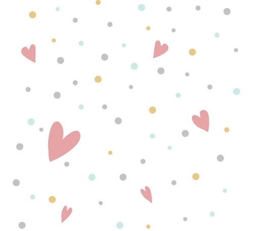 Imagem 2 de 5 de Papel De Parede Adesivo Coração Bolinha N05079 0,58x2,5m