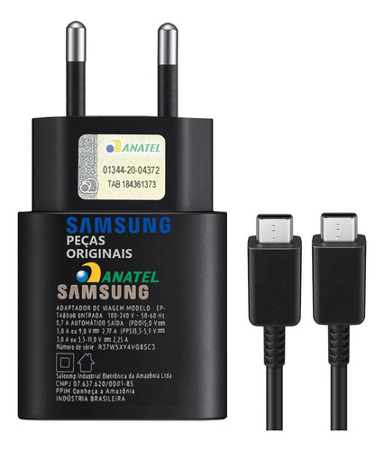 Carregador Original Samsung 25w A30 A50 A70 A71 A80 A31 S20 