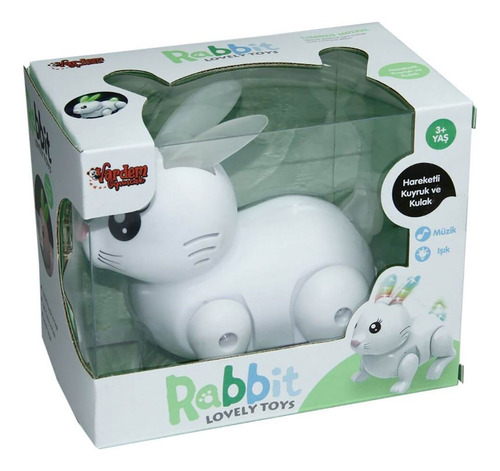 Conejo Robot A Pila Con Luz Sonido Musical Camina Conejito Color Blanco