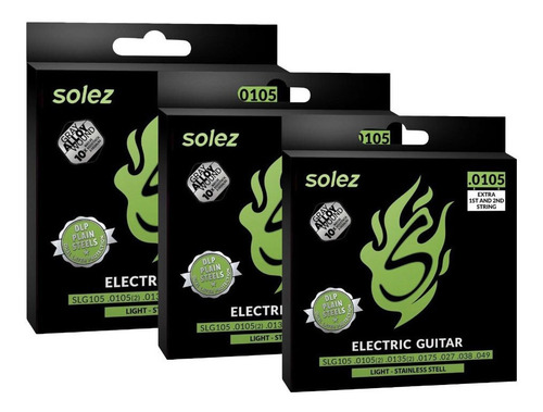 Imagem 3 de 4 de Kit 3 Encordoamento Guitarra Solez Slg105 Dlp 0.0105