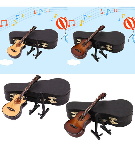 2x Modelo De Guitarra De Juguete Con Soporte Y Estuche,