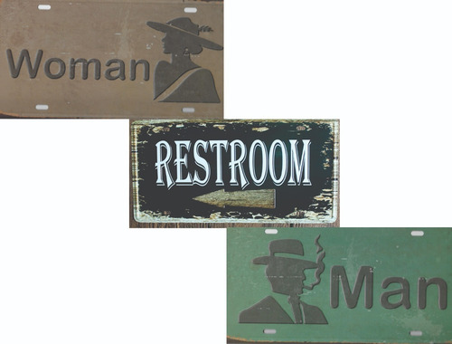 Imagen 1 de 3 de Chapa Patente Relieve Deco Vintage Baño Bar Resto Cerveceria