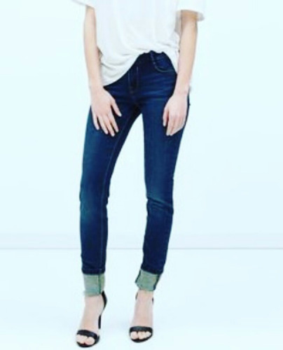 Jeans Elastizado Tiro Alto Chupin Azul Talle 38