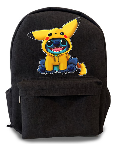 Mochila Negra Para Estudiante Stitch Kawai Pijama