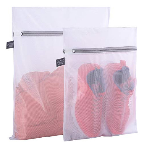 Juego De 2 Bolsas De Lavandería Delicadas, Bolsa De Lavandería De Malla Duradera Con Cremallera, Bolsa De Lavado De Malla Fina, Mantiene La Forma De La Tela En La Lavadora