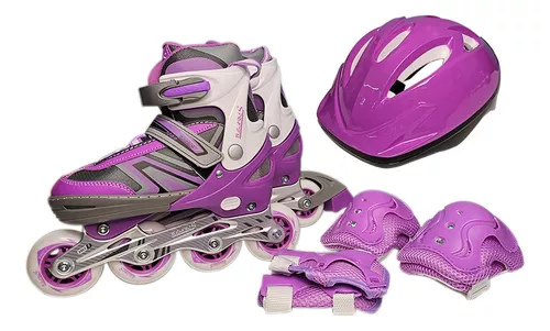 Kit Patines Semiprofesionales Casco + Protección Niñas Niños