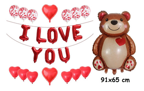 Set Globos Love / Corazón/ Día Madre/ Amor/ Enamorados + Oso