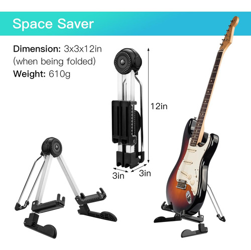 Soporte De Guitarra Guitto - Eléctrico Y Acústico, Soporte D