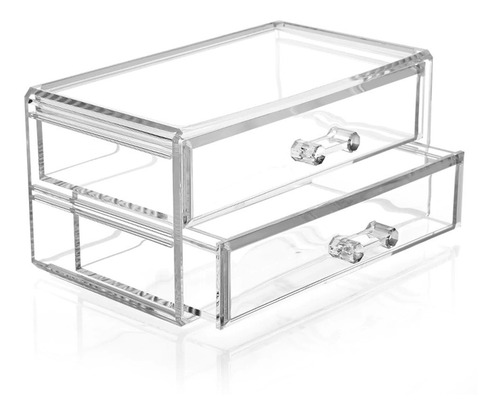 Organizador Porta Maquiagem Batom Maleta Acrilico 2 Gavetas