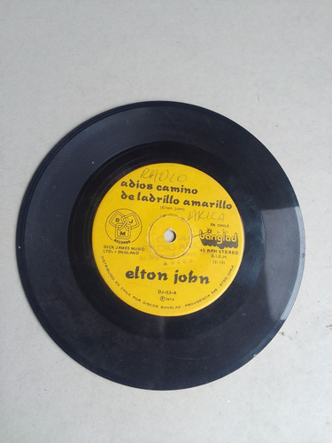 Vinilo Single Elton John Adiós Camino De Ladrillo Amarillo 