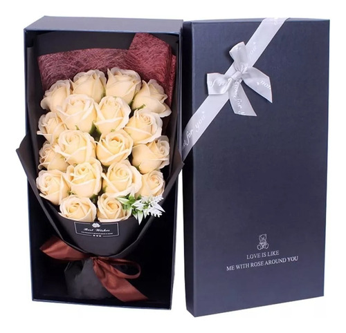 Elegante Caja De Regalo, Flores Artificiales Y Decoración De