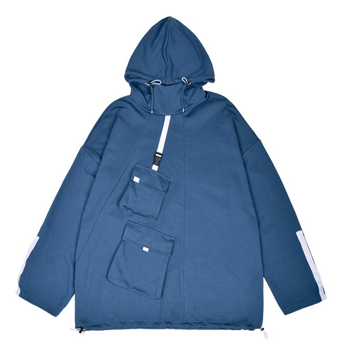 Sudadera Holgada Con Cuello Alto Y Capucha Para Hombre