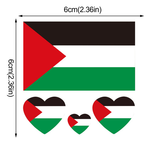 Pegatinas Temporales Con La Bandera Palestina En V, Tatuajes