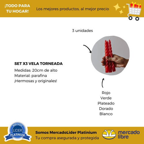 Imagen 4 de 6 de Candelabro Metálicos + Velas Torneadas Decorativos Vintage