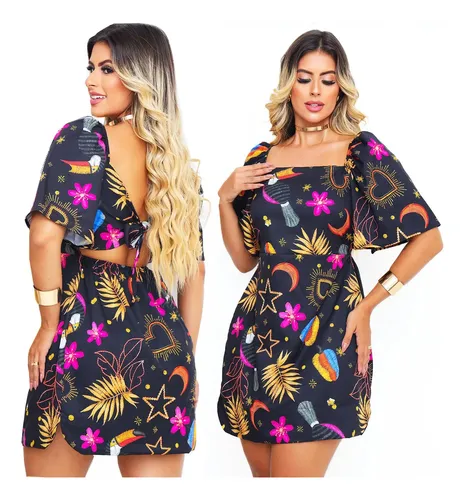 Vestido Soltinho Feminino Curto Estampado Festa Casamento