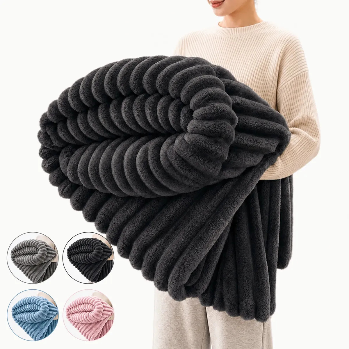 Cobija Ligera Matrimonial de URURI para Cama, Súper Suave y Calientita en Gris Oscuro
