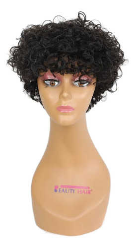 Kly Perúa De Cabello Humano Encaracolado Con Franja Negra