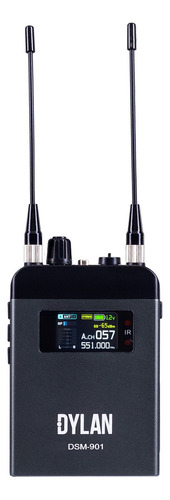 Monitor Sem Fio Uhf Dylan Dsm-900 2 Bodypacks C/ 2 Antenas Cor Preto