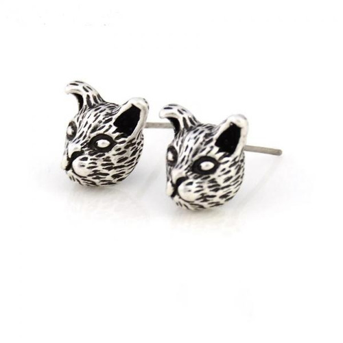 Aretes Gato 3d Mujer Zinc Unitalla Moda Joyeria Trescool