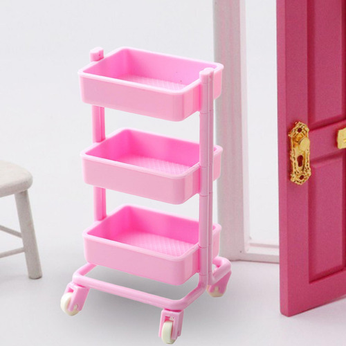 2 Estante De Verduras Para Muebles En Miniatura 1/12 Rosado