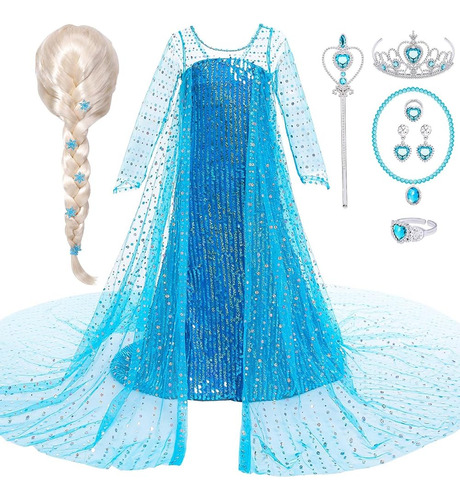 G.c Girls Elsa Frozen Dress Costume Princesa Vestir Ropa Con