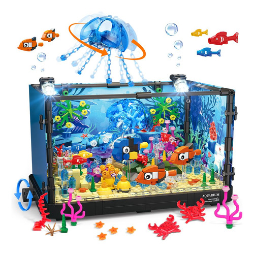 Acuario Led Móvil Juego Construcción 725 Pzs. Creativo Re