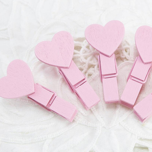 Pinzas De Madera Para Ropa, Miniclips Con Forma De Corazón,