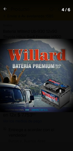 Bateria Willard 12x65 La Mejor Instalacion Caba Sin Cargo 
