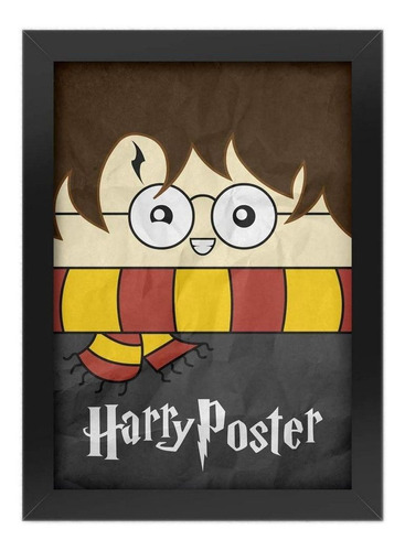 Quadro Poster Harry Potter Com Moldura Preta A4 24x 33 