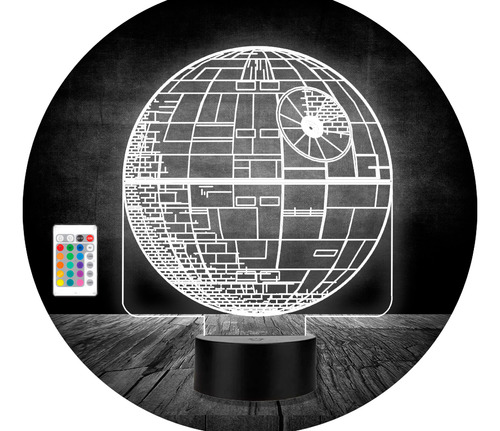 Sttar Warss Lampara Led 3d Control 16 Colores + Touch Negro Negro