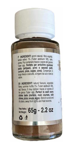 Tempero De Trufa Negra - Frasco 65 Gramas - Produto Italiano