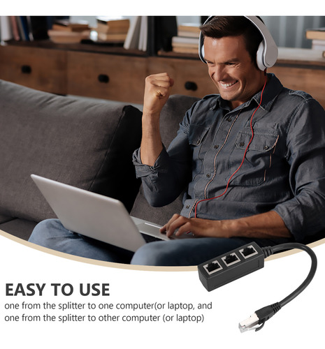Adaptador De Cable Ethernet, Divisor De 1 Puerto Macho A 3 P