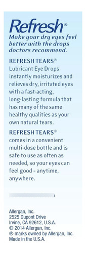 Refresh Tears Lubricante Para Ojos, Paquete De 2, 15ml C/u