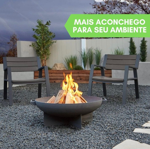 Braseiro Redondo Lareira Externa 80cm Serve Como Churrasquei