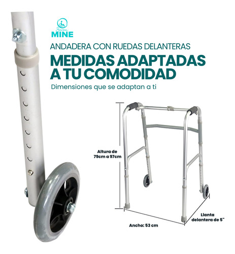 Andadera Ortopédica 2 En 1 Con Ruedas | Plegable Y Ajustable