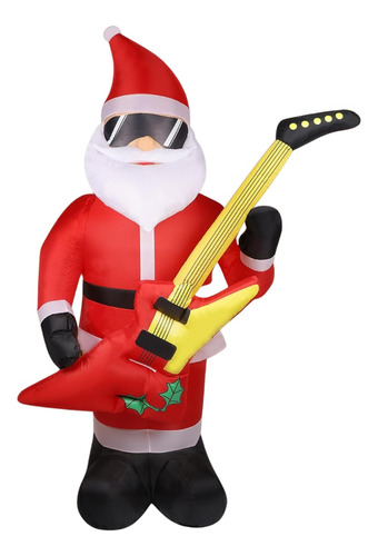 Inflable Santa Rockero Con Guitarra Navideño 7 Pies