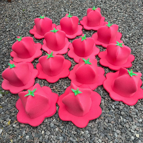 Sombrero En Goma Espuma Frutillitas Cotillon Disfraz Fiestas Rojo S Lisa