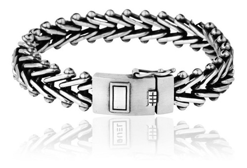 Pulseira Masculina Grossa Model Exclusivo Prata Fecho Gaveta