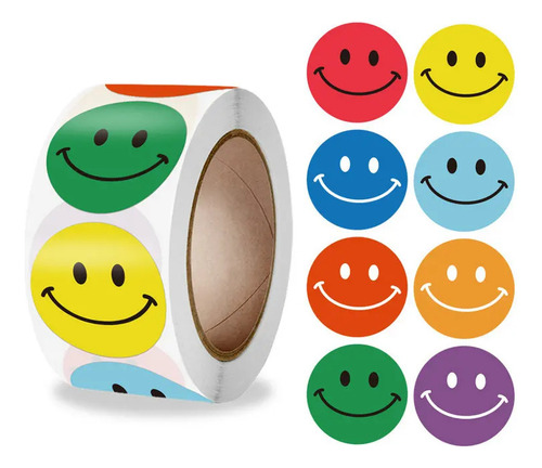 Stickers - Pegatina Carita Feliz Mix 500 Unidades (2.5 Cm.)