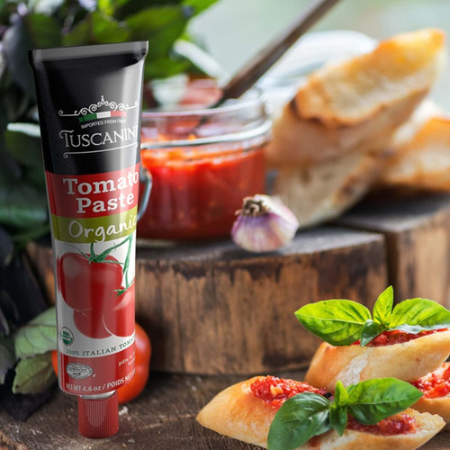 Tuscanini Pasta De Tomate Orgánica Premium En Un Tubo De 4.6