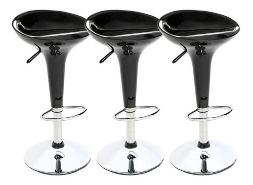 Banqueta Tulipa Lotus Bar Cozinha Stool Kit 3 Un. Cor Preto